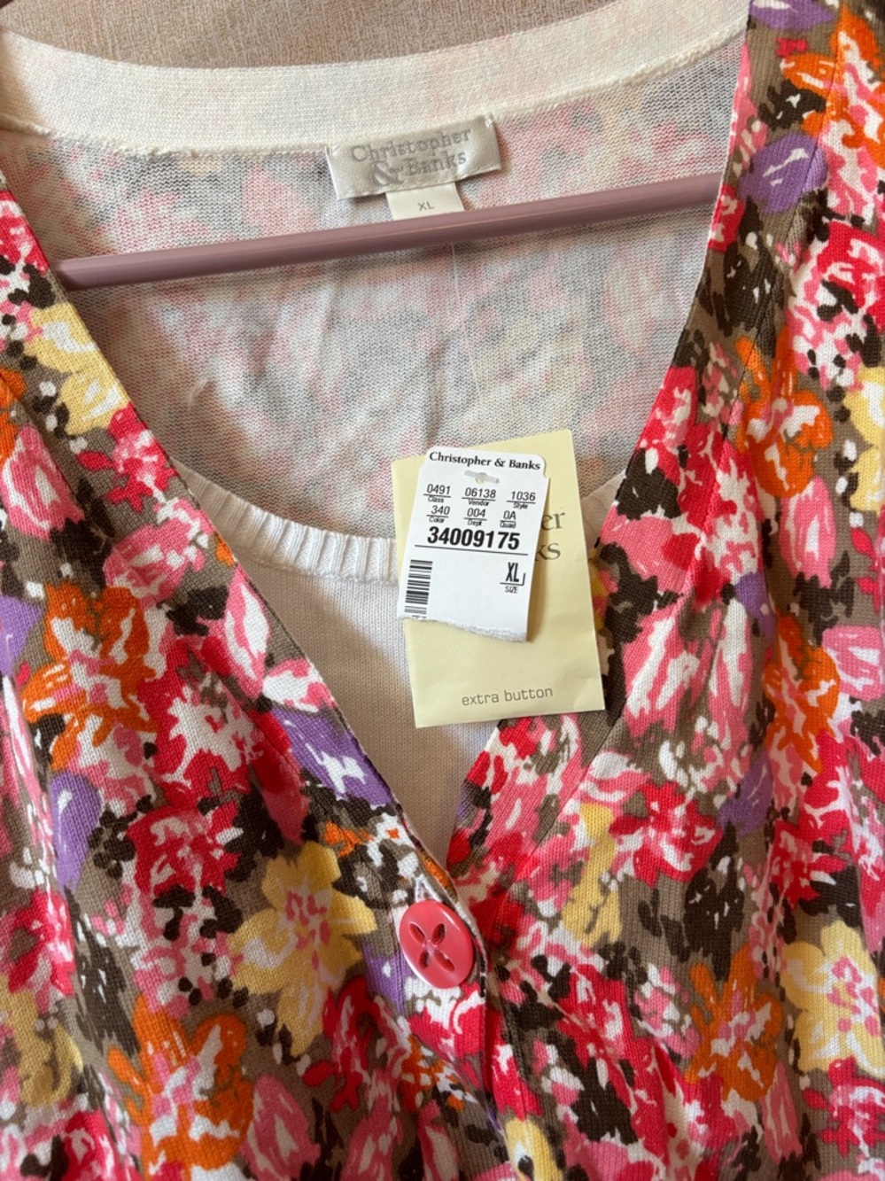 FINAL MARKDOWN Christopher& Banks Floral Top One Piece Two Piece Look XL NWT - Picture 3 of 5